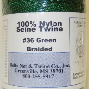 Green Braided Nylon Twine; Size 36; approx. 550 ft/lb; 1 pound spool