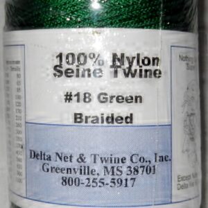 Green Braided Nylon Twine; Size 18; approx.1100 ft/lb; 1 pound spool