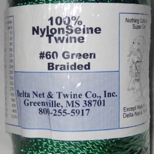 Green Braided Nylon Twine; Size 60; approx. 325 ft/lb; 1 pound spool