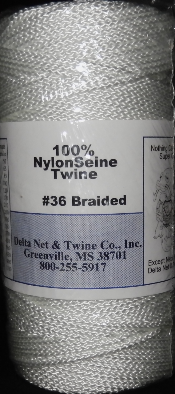 White Braided Nylon Twine; Size 36: approx. 550 ft/lb; 1 pound spool