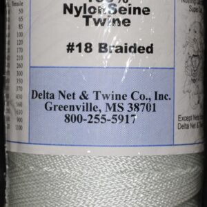 White Braided Nylon Twine; Size 18; approx. 1100 ft/lb; 1 pound spool