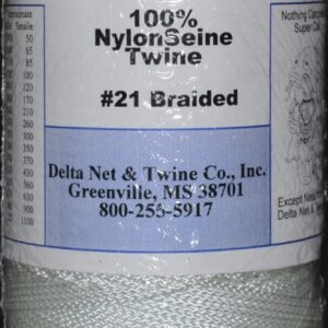 White Braided Nylon Twine; Size 21; approx. 950 ft/lb; 1 pound spool