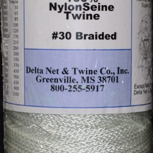 White Braided Nylon Twine; Size 30; approx. 650 ft/lb; 1 pound spool