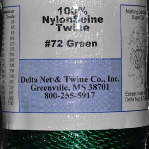 Green Twisted Nylon Twine; Size 72; 270 ft/lb; 1 pound spool