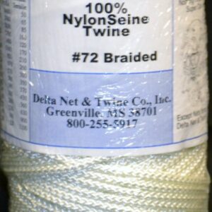 White Braided Nylon Twine; Size 72; approx. 260 ft/lb; 1 pound spool