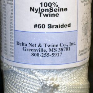 White Braided Nylon Twine; Size 60; approx. 325 ft/lb; 1 pound spool