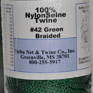 Green Braided Nylon Twine; Size 42; approx. 485 ft/lb, 1 pound spool