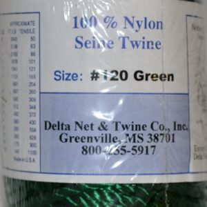 Green Twisted Nylon Twine; Size 120; approx. 155 ft/lb; 1 pound spool
