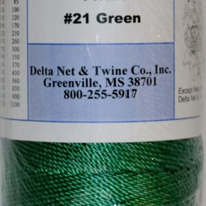Green Twisted Nylon Twine; Size 21; approx. 900 ft/lb; 1 pound spool