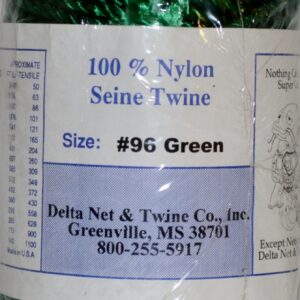 Green Twisted Nylon Twine; Size 96; approx.180 ft/lb; 1 pound spool